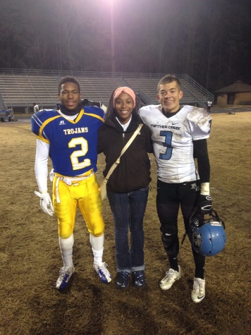 28 November 2014 - Nyheim Hines and Tre' Sullivan on the field after the game. Both players are members of the "SevenSENT" squad. 