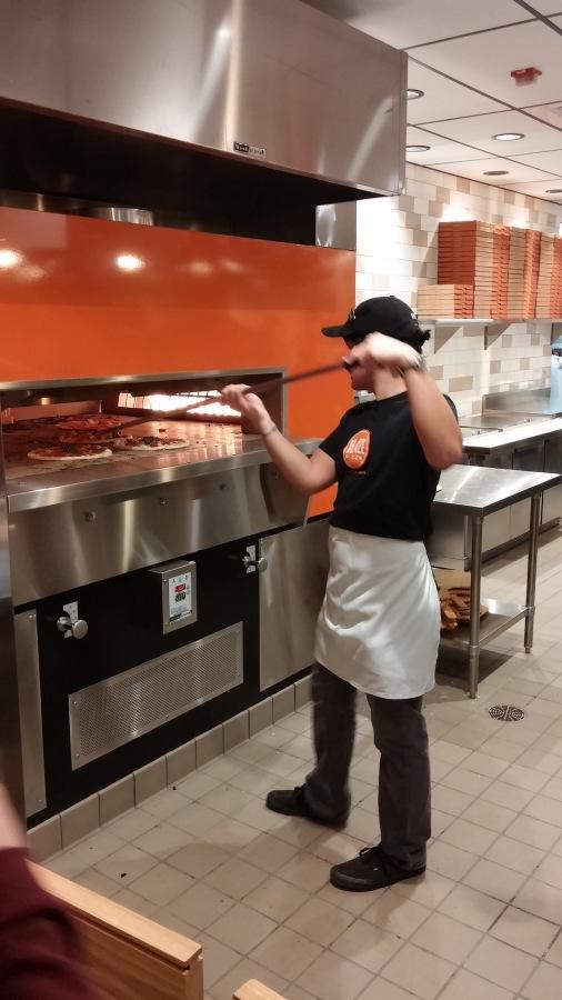 Picture of senior Max Sarian working at Blaze Pizza in Morrisville.