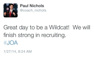 The tweet has since been deleted, but Nichols publicly wished to finish strong in recruiting one day before the coaching staff called Fick to say he was no longer a part of their future plans despite his commitment.