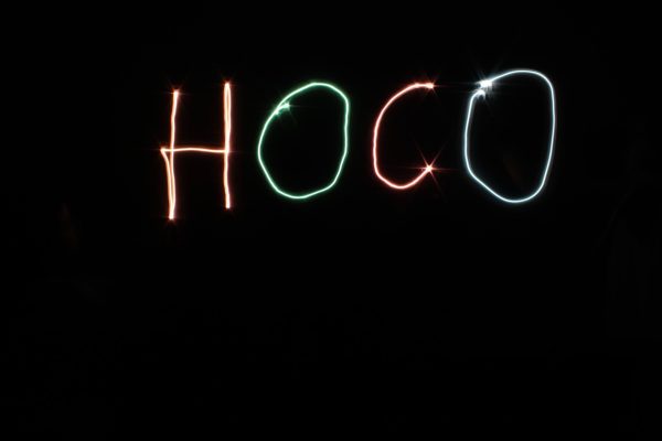 HOCO Spelled out with light painting.