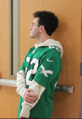 Senior Corey Gudesblat reps the Eagles on the Friday before the Super Bowl.